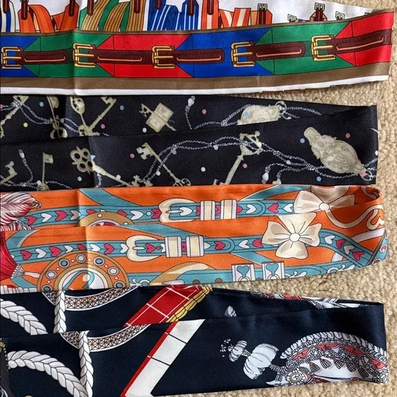 Colorful Silk Twilly Scarves Set of 4 - Picture 3 of 8